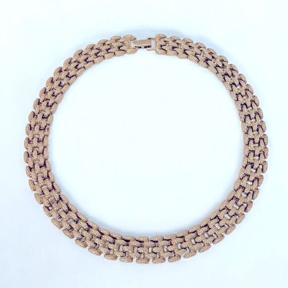Vintage Gold Panther Chain Collar Necklace - Picture 1 of 5